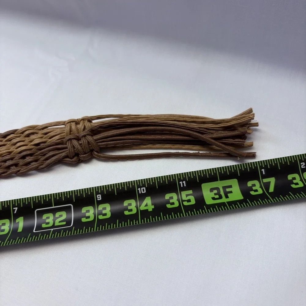 Brown & Tan Woven Belt Wide Boho Ring Buckle Tassel Fringe 36